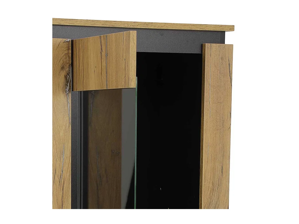 Vitrine für Wohnzimmer modern in Zinneichefarben Schwarz