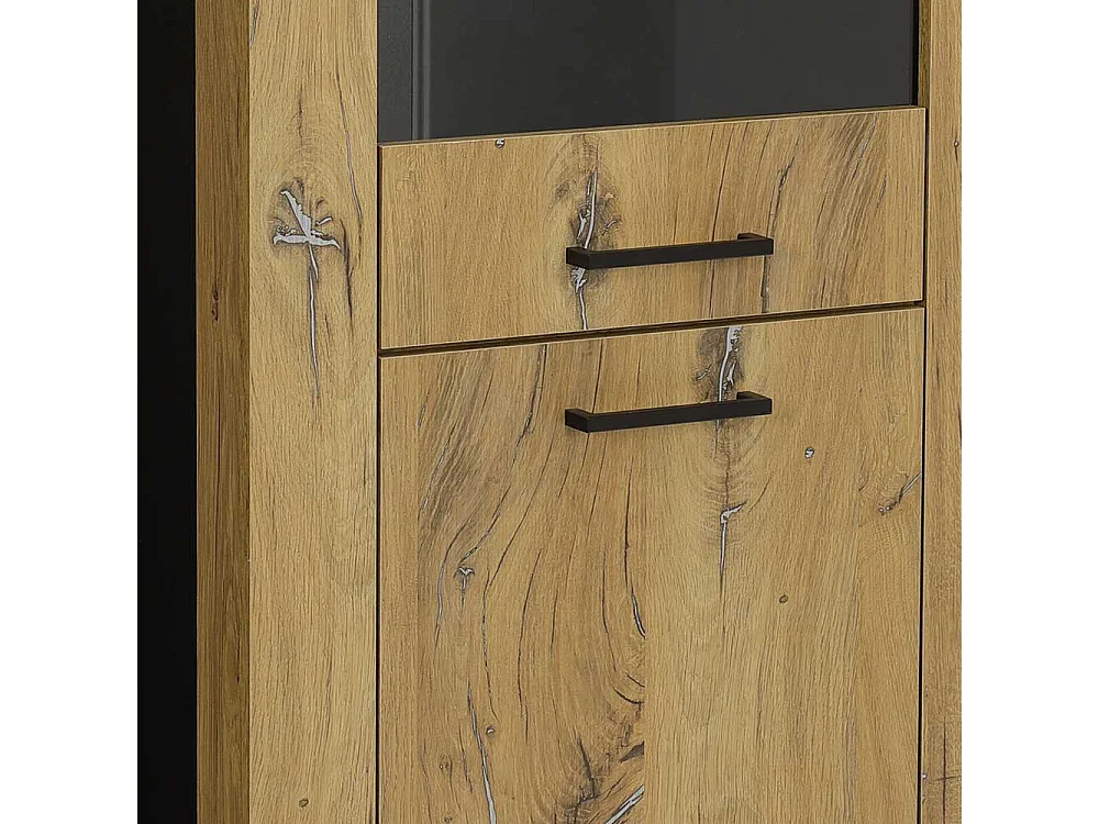 Vitrine für Wohnzimmer modern in Zinneichefarben Schwarz