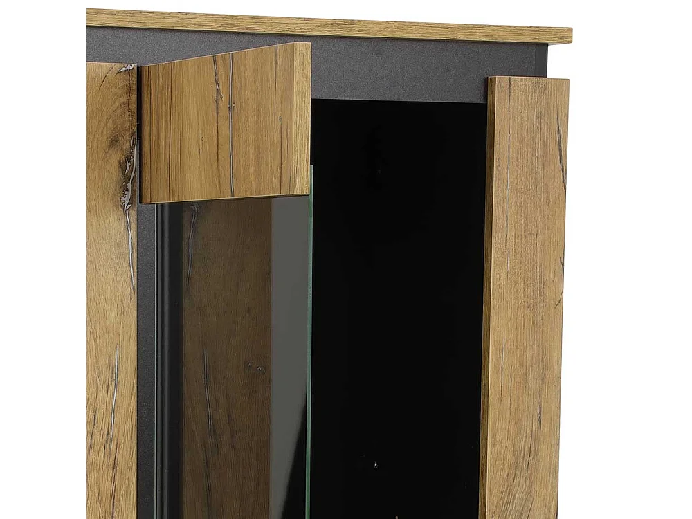 Vitrine für Wohnzimmer modern in Zinneichefarben Schwarz