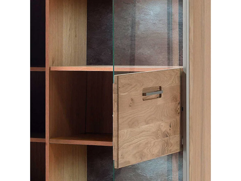 Schrank Vitrine in Asteiche Bianco furniert Landhausstil