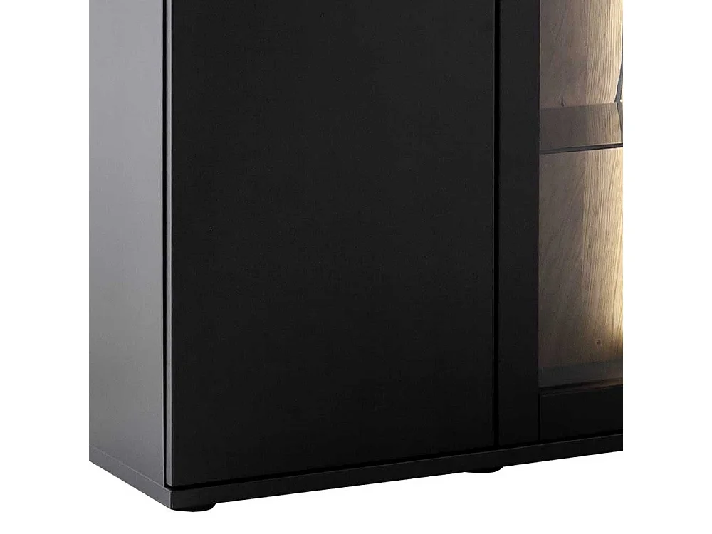 Moderne Schrank Vitrine in Wildeichefarben Schwarzgrau