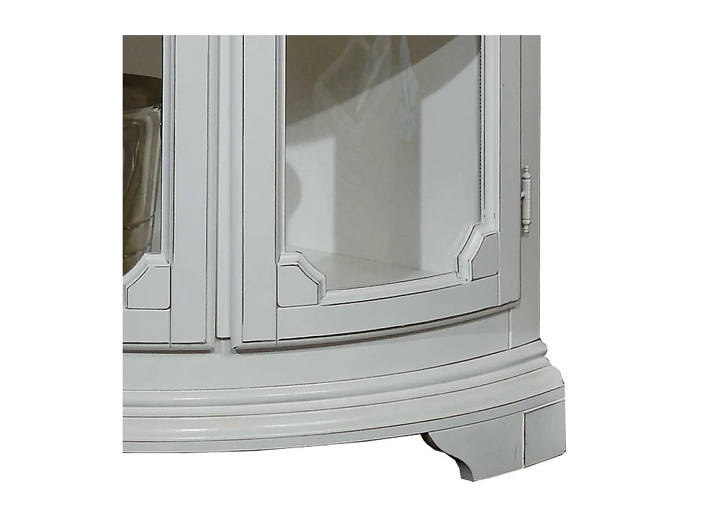 Hohe Vitrine für die Ecke in Weiß Vintage Look