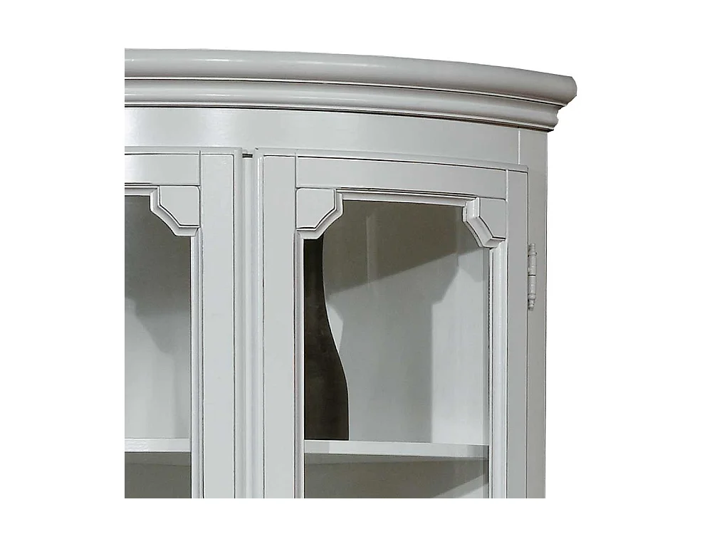 Hohe Vitrine für die Ecke in Weiß Vintage Look