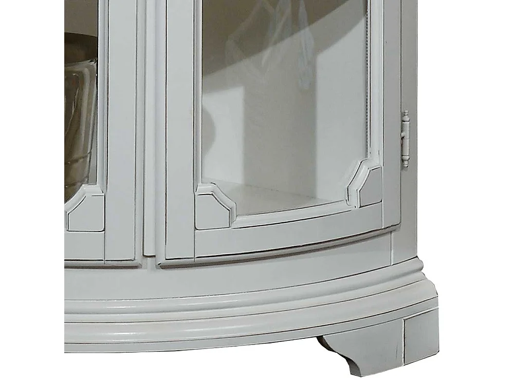 Hohe Vitrine für die Ecke in Weiß Vintage Look