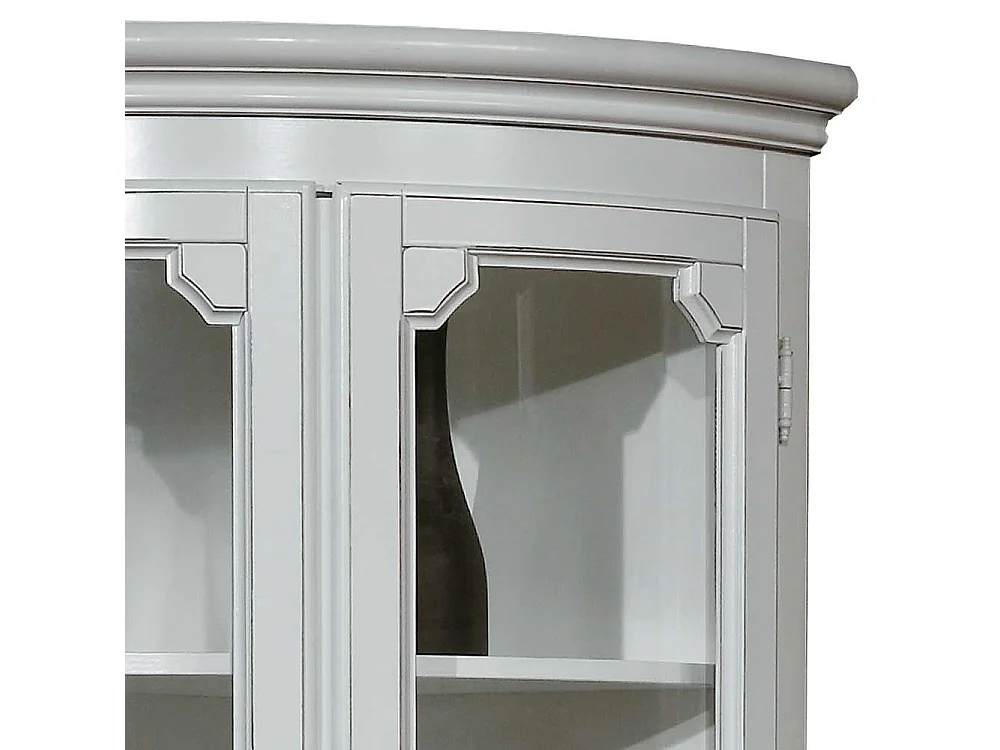 Hohe Vitrine für die Ecke in Weiß Vintage Look