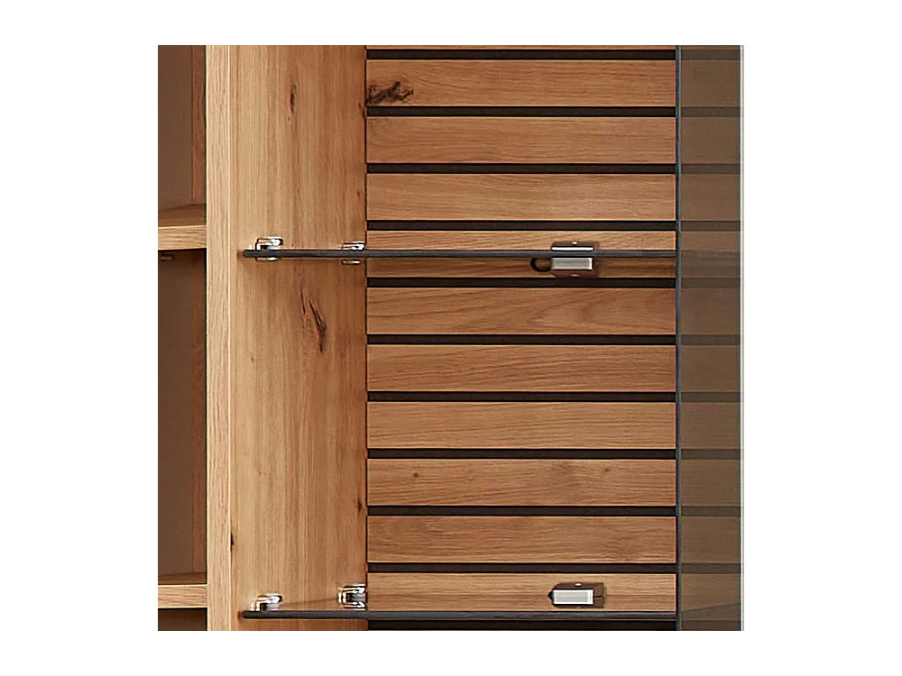 Wand Vitrine hängend in Wildeichefarben und Weiss 49 cm breit