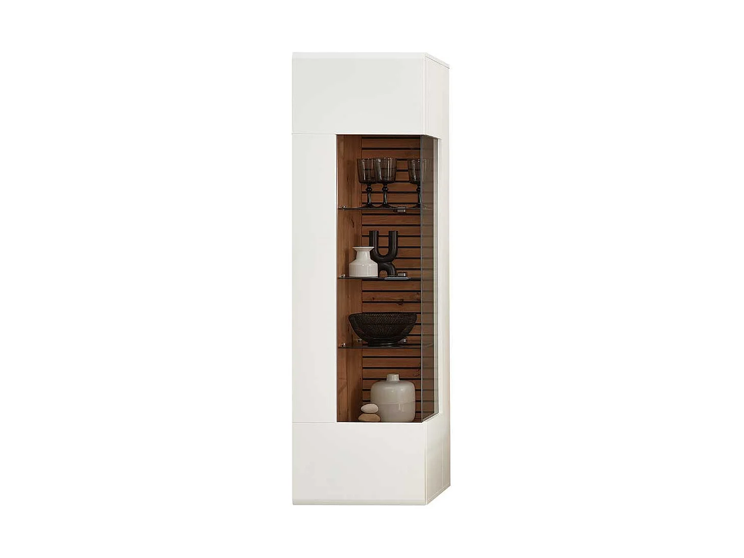 Wand Vitrine hängend in Wildeichefarben und Weiss 49 cm breit