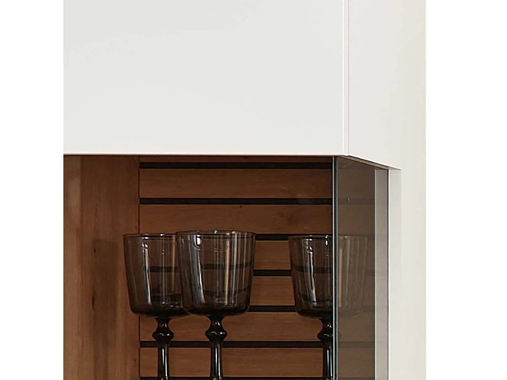 Wand Vitrine hängend in Wildeichefarben und Weiss 49 cm breit