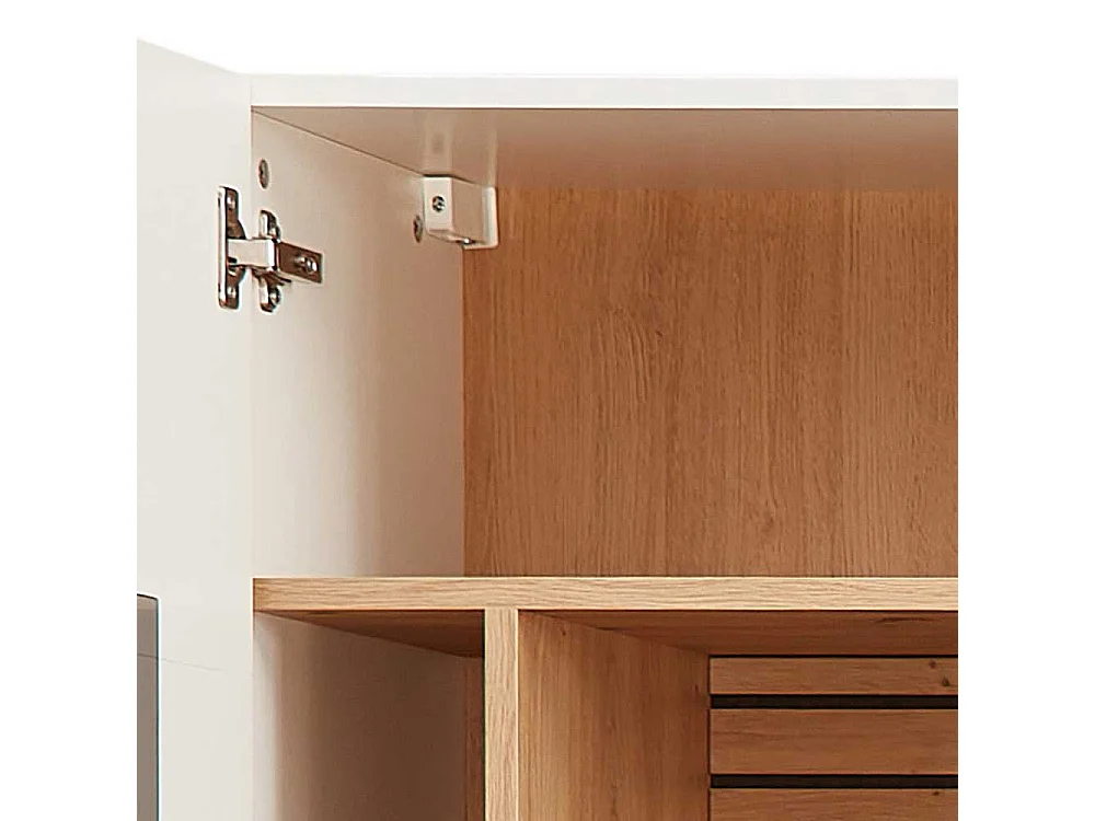 Wand Vitrine hängend in Wildeichefarben und Weiss 49 cm breit