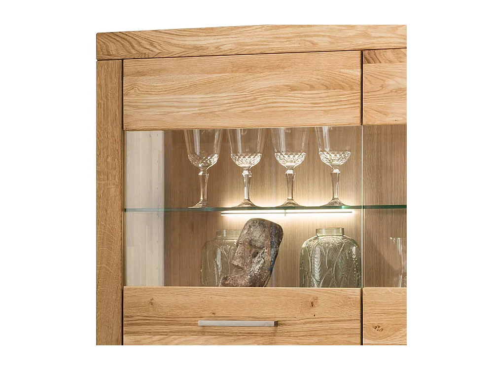Highboard Vitrine 2 Glastüren Wildeiche Massivholz