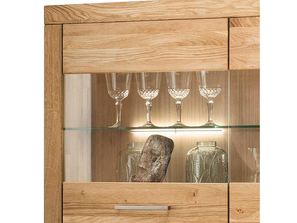 Highboard Vitrine 2 Glastüren Wildeiche Massivholz