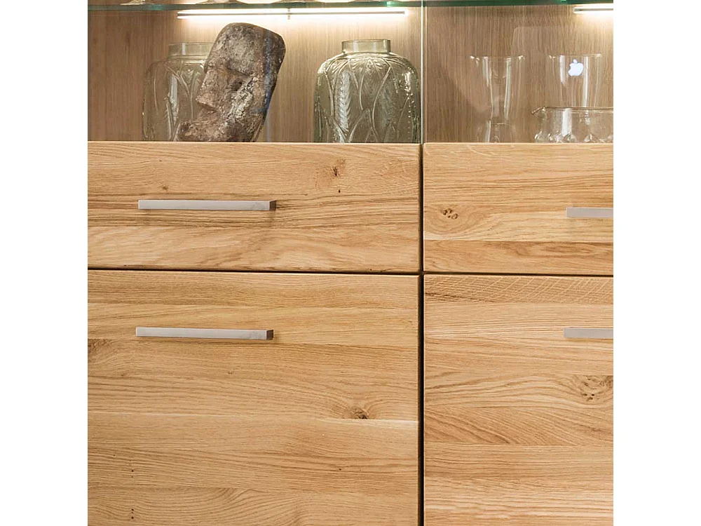Highboard Vitrine 2 Glastüren Wildeiche Massivholz