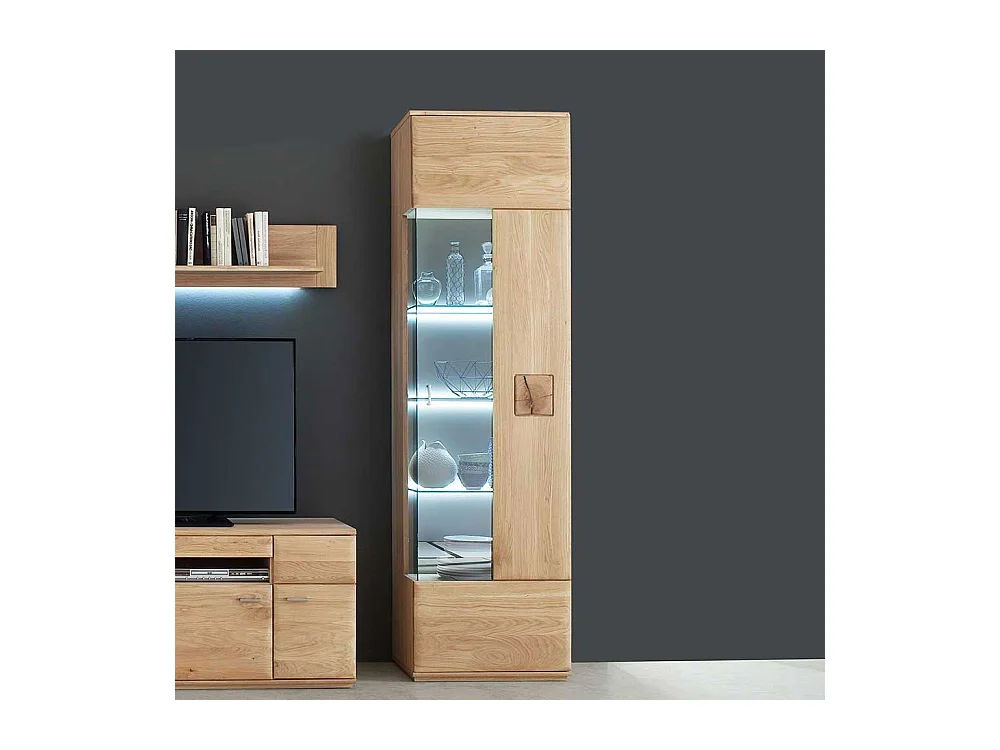 Wohnwand Vitrine aus Eiche Bianco 60 cm