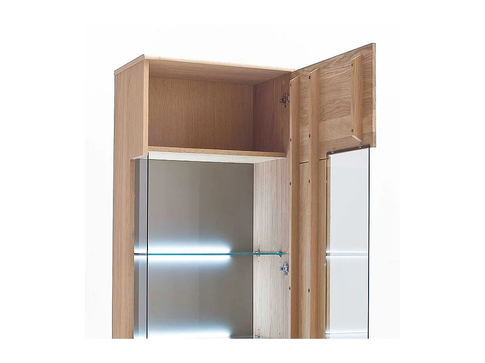 Wohnwand Vitrine aus Eiche Bianco 60 cm