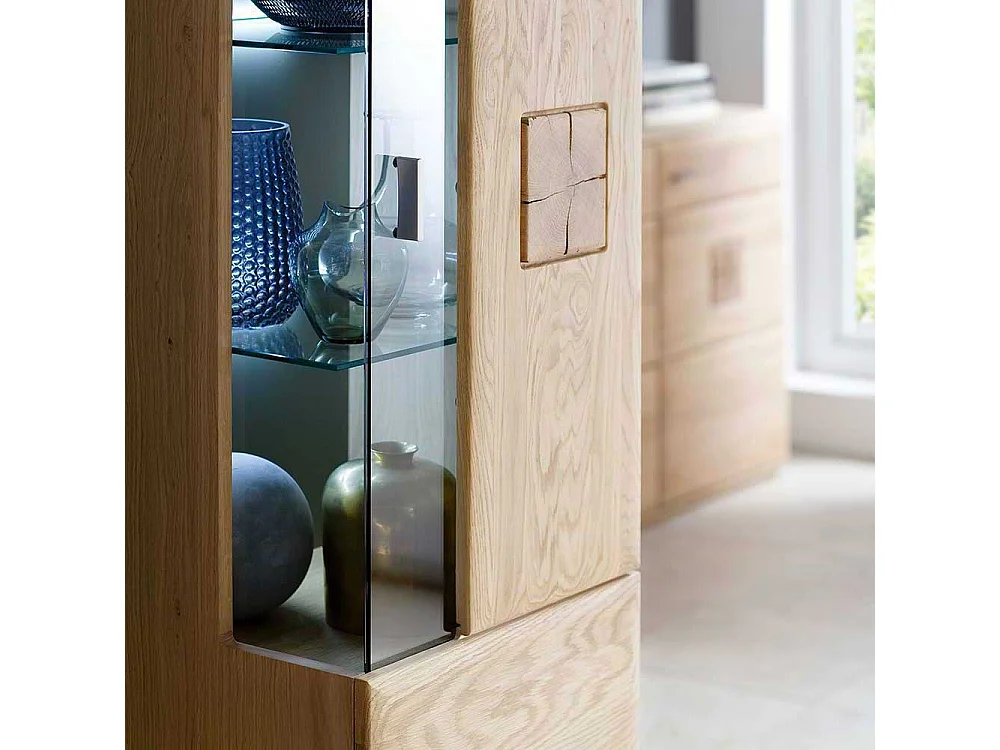 Wohnwand Vitrine aus Eiche Bianco 60 cm