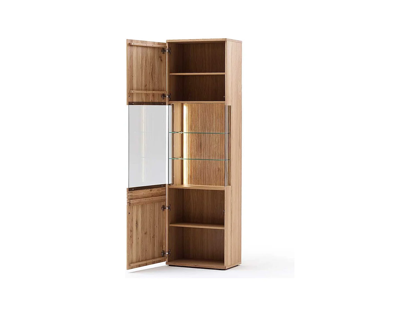 Vitrine in Balkeneiche Bianco furniert 60 cm breit