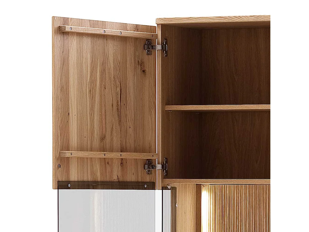 Vitrine in Balkeneiche Bianco furniert 60 cm breit