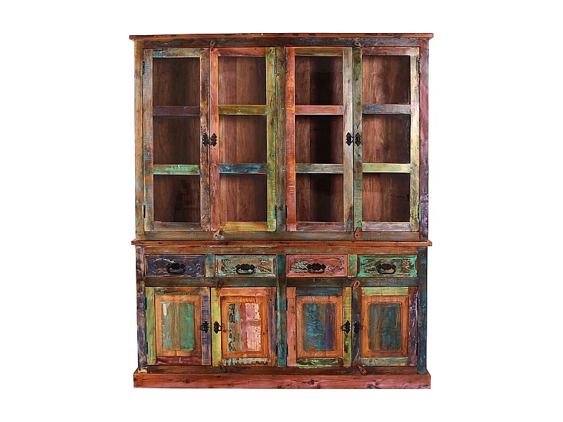 Wohnzimmer Vitrinenschrank in Bunt Shabby Chic Stil