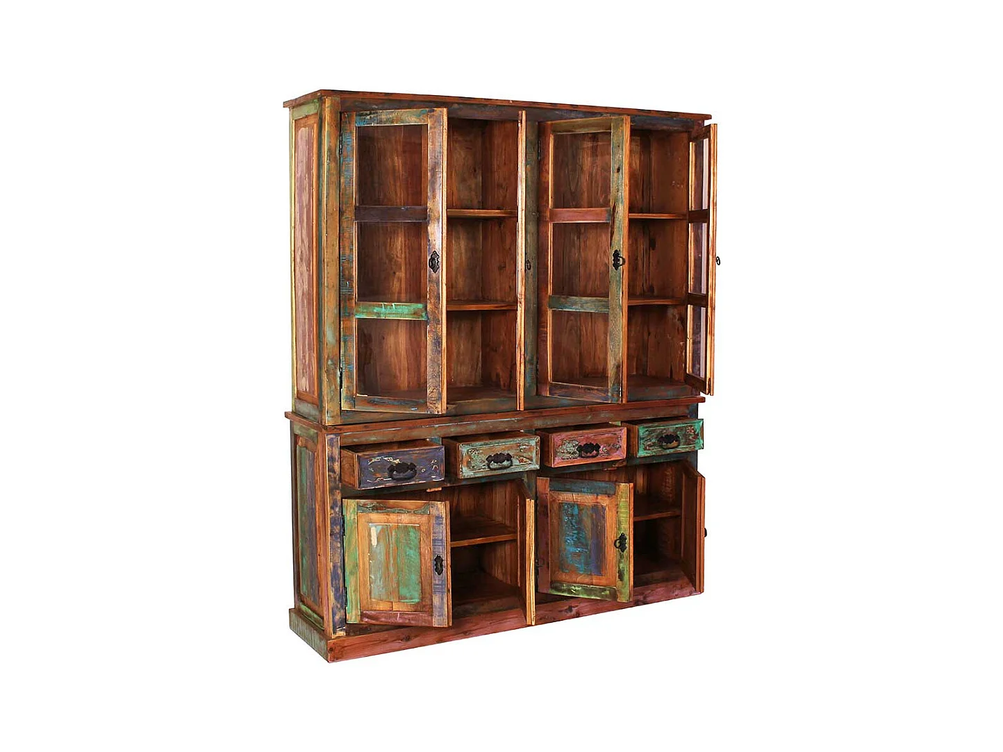 Wohnzimmer Vitrinenschrank in Bunt Shabby Chic Stil