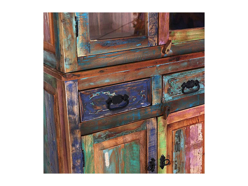 Wohnzimmer Vitrinenschrank in Bunt Shabby Chic Stil