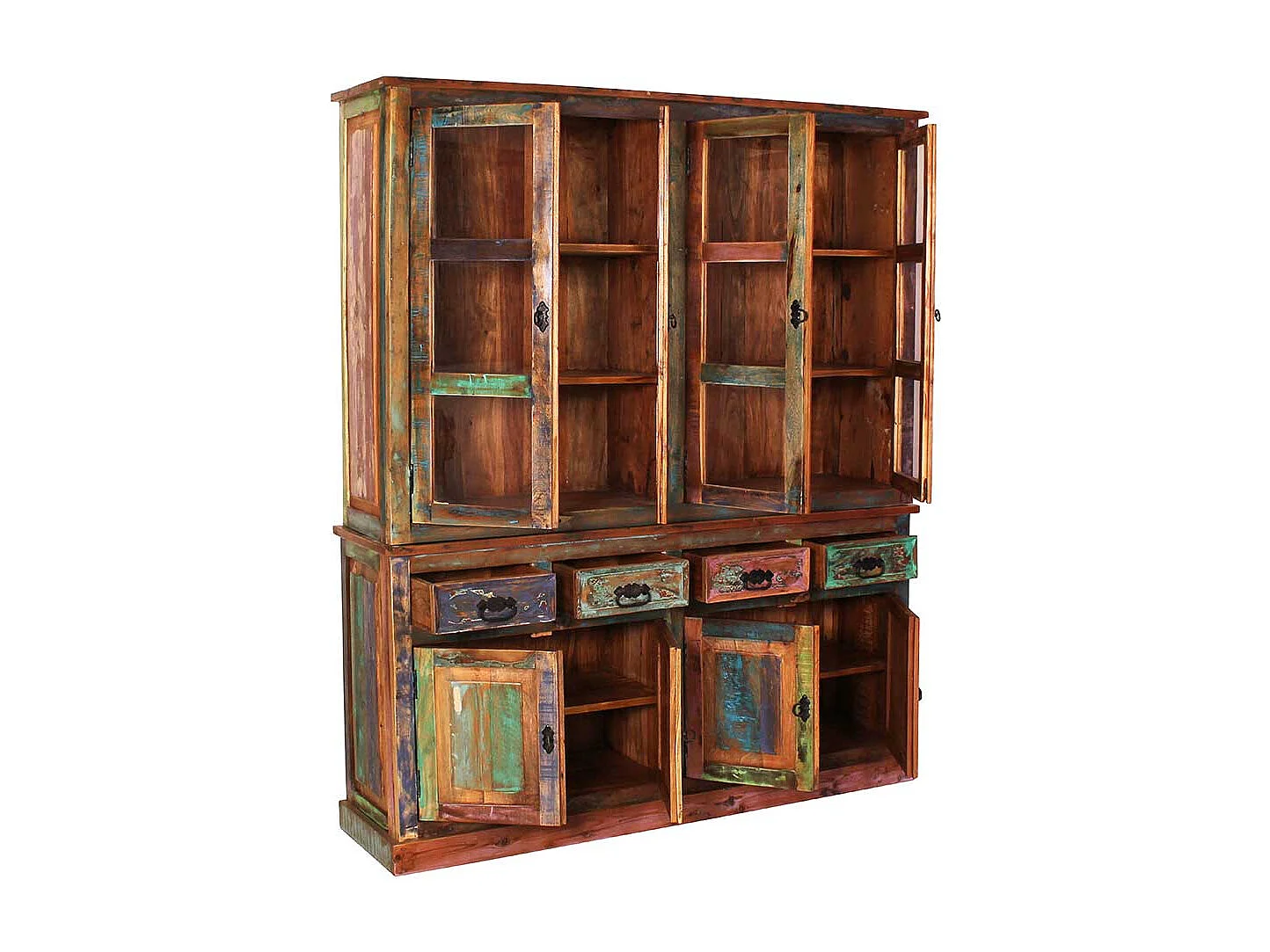 Wohnzimmer Vitrinenschrank in Bunt Shabby Chic Stil