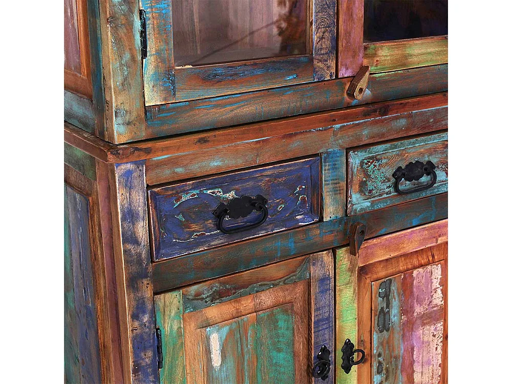 Wohnzimmer Vitrinenschrank in Bunt Shabby Chic Stil