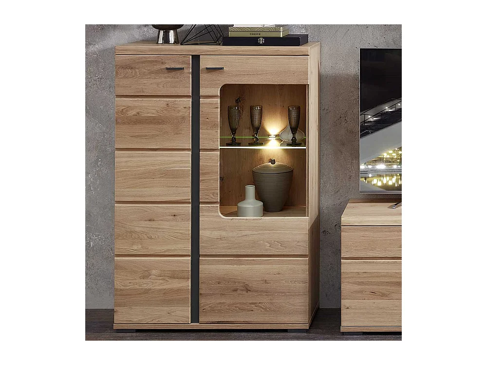 Moderner Vitrinenschrank in Eschefarben Wildeichefarben