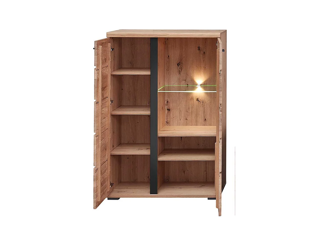 Moderner Vitrinenschrank in Eschefarben Wildeichefarben