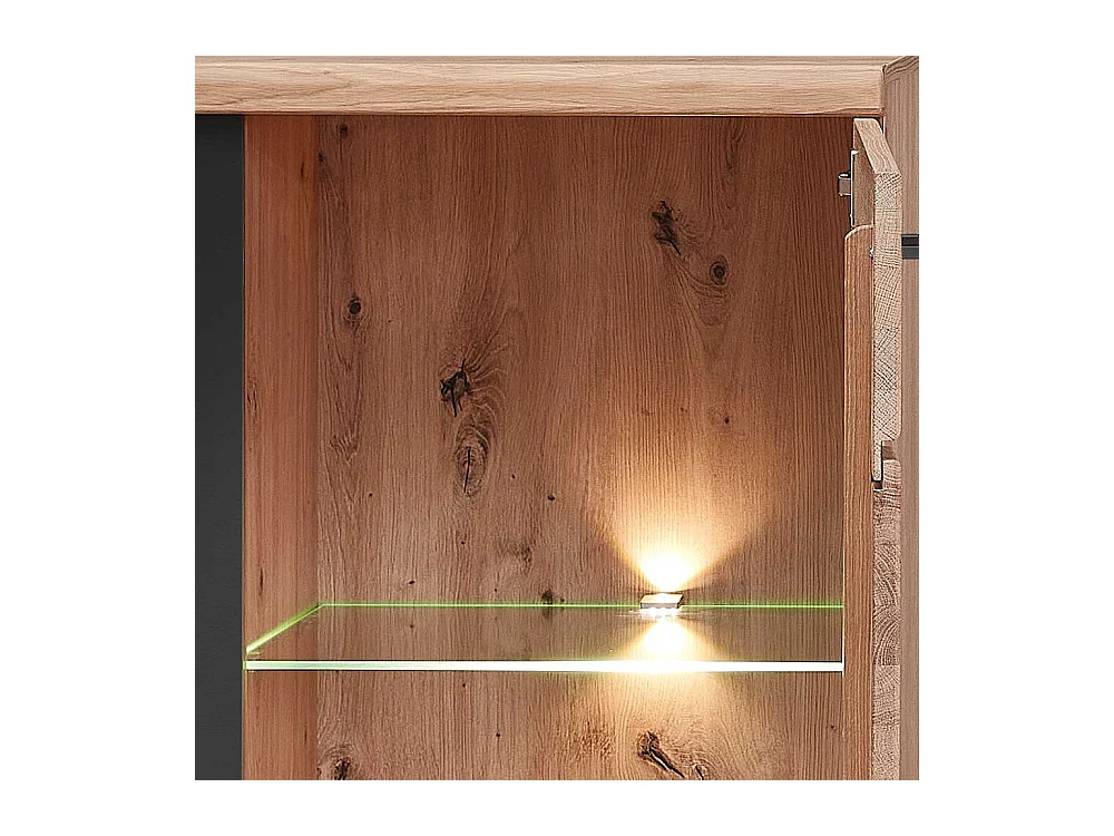 Moderner Vitrinenschrank in Eschefarben Wildeichefarben