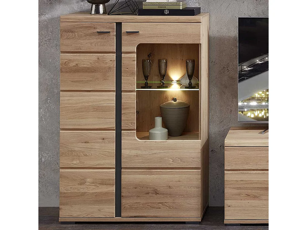 Moderner Vitrinenschrank in Eschefarben Wildeichefarben