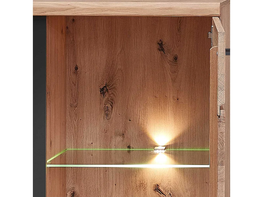 Moderner Vitrinenschrank in Eschefarben Wildeichefarben