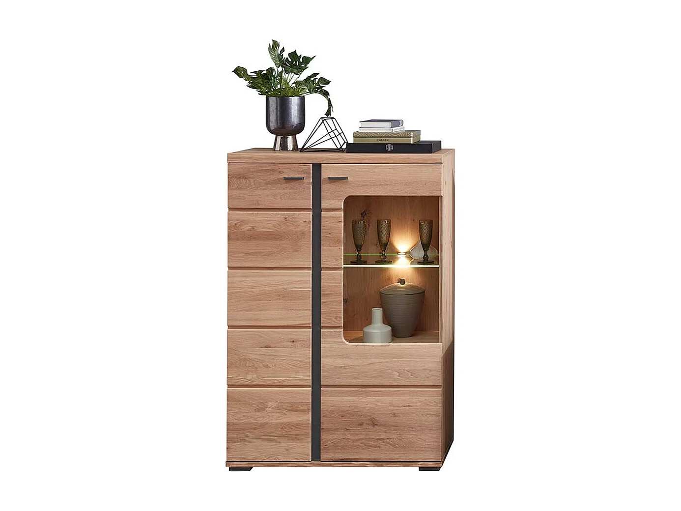 Moderner Vitrinenschrank in Eschefarben Wildeichefarben