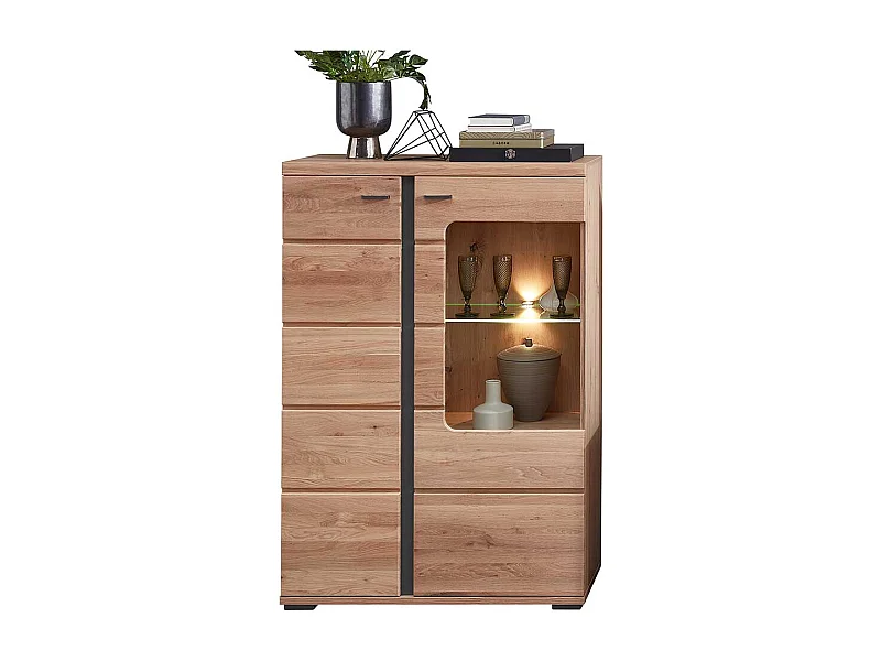 Moderner Vitrinenschrank in Eschefarben Wildeichefarben