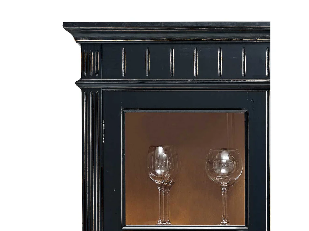 Vitrine in Schwarz Fichte Massivholz