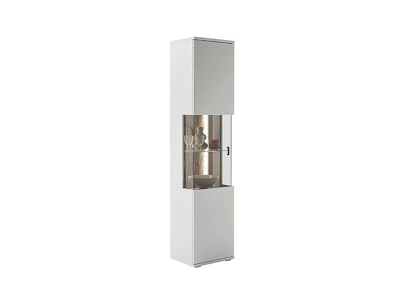 Schrank Vitrine modern 199 cm hoch lichtgrau melaminbeschichtet