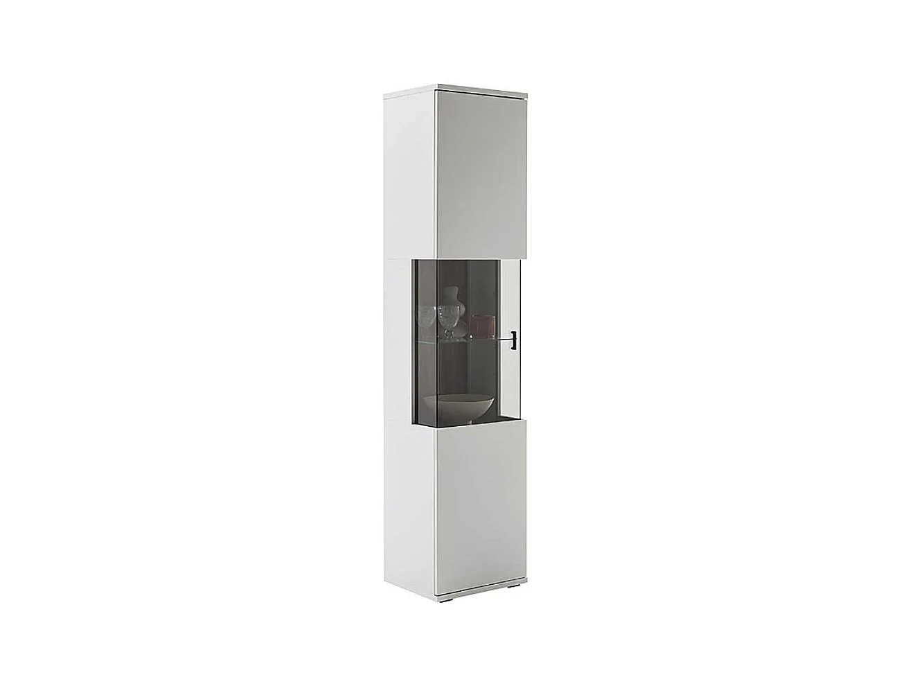 Schrank Vitrine modern 199 cm hoch lichtgrau melaminbeschichtet