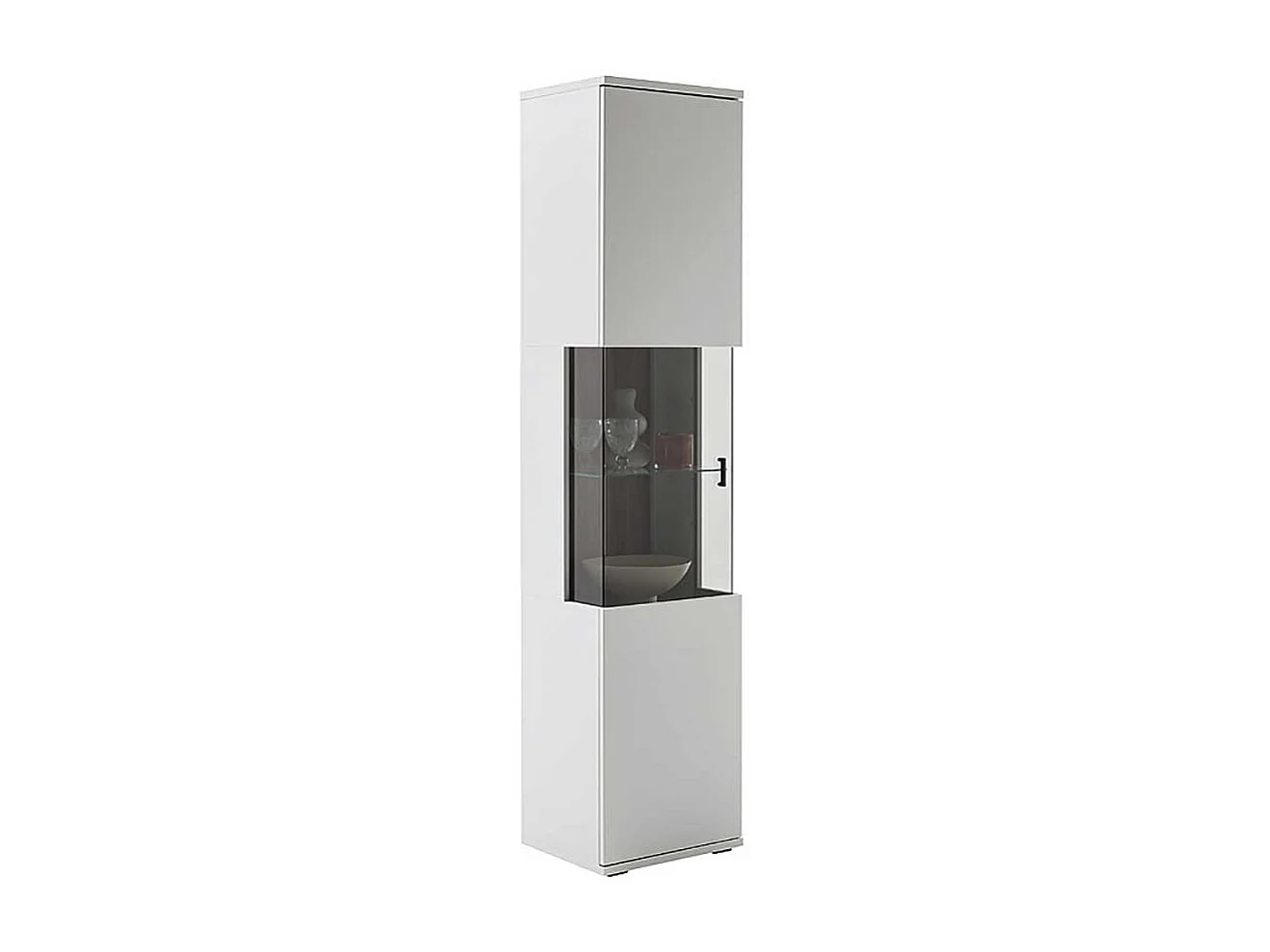 Schrank Vitrine modern 199 cm hoch lichtgrau melaminbeschichtet
