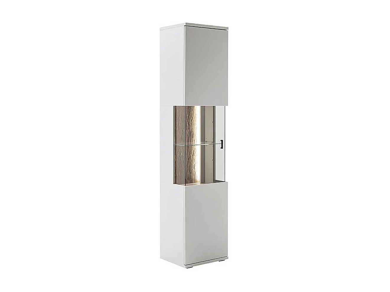 Schrank Vitrine modern 199 cm hoch lichtgrau melaminbeschichtet