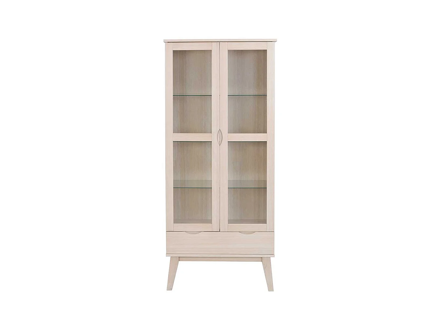 Vitrine in Eiche White Wash teilmassiv 185 cm