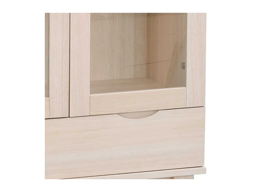 Vitrine in Eiche White Wash teilmassiv 185 cm