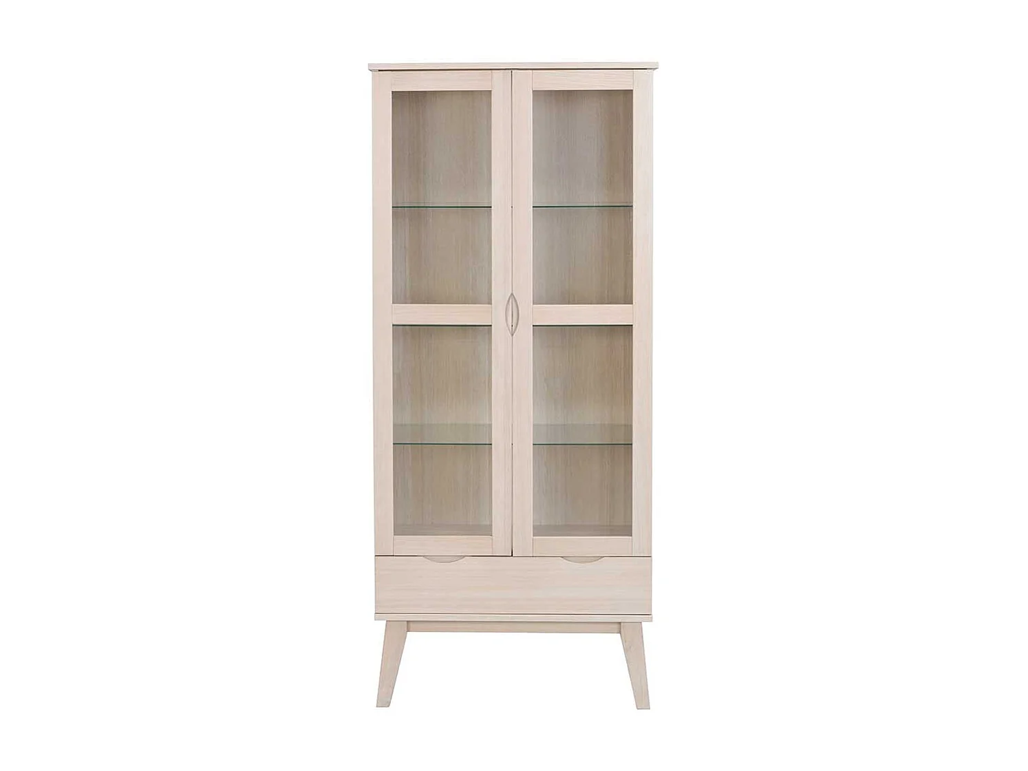 Vitrine in Eiche White Wash teilmassiv 185 cm
