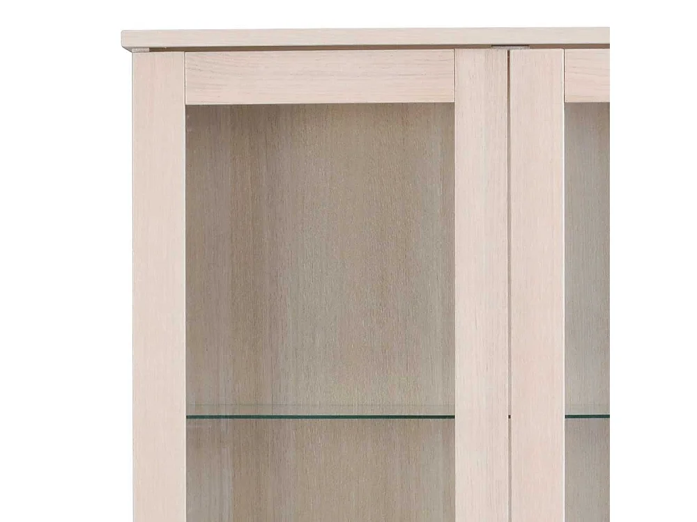 Vitrine in Eiche White Wash teilmassiv 185 cm