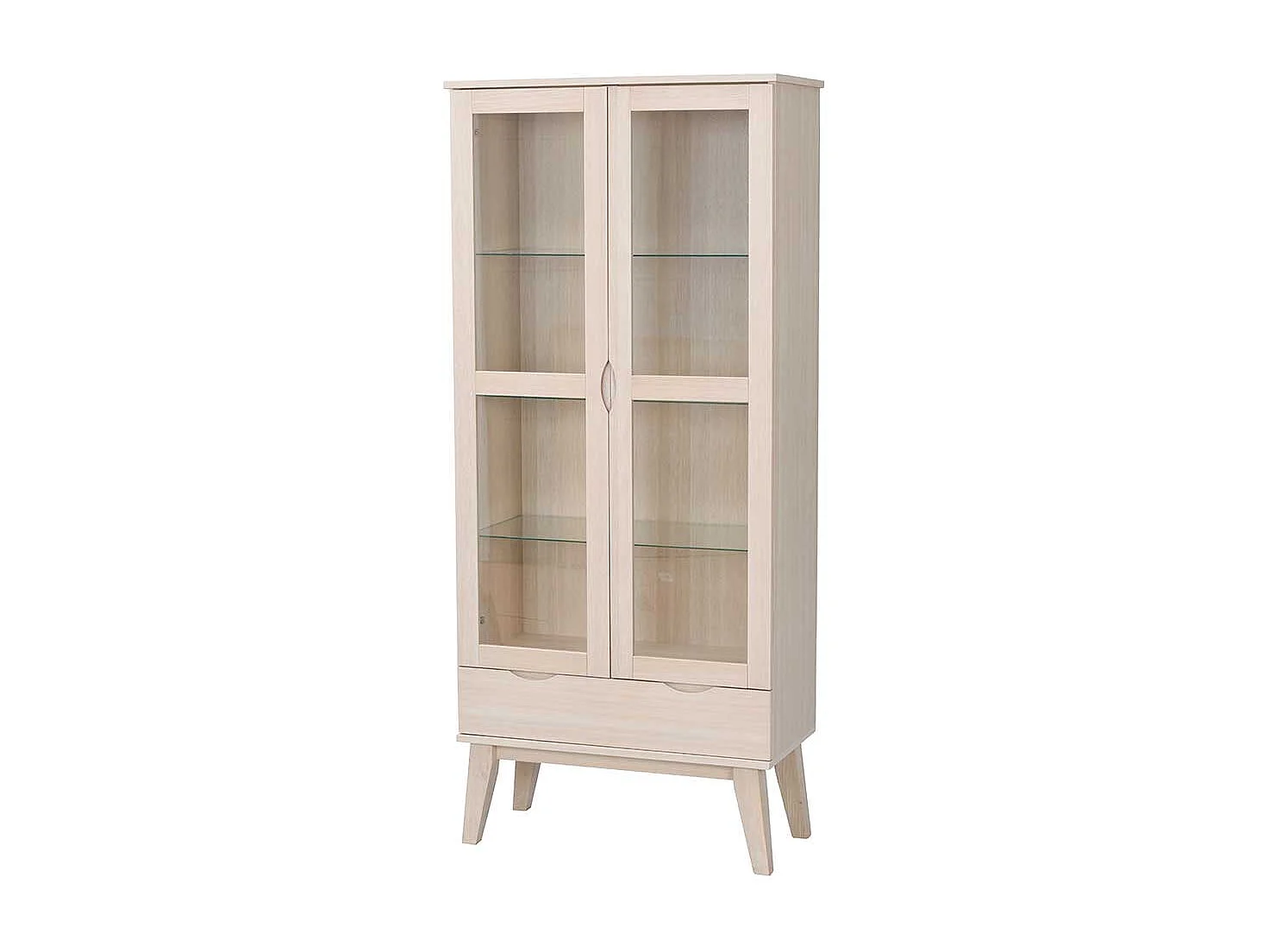 Vitrine in Eiche White Wash teilmassiv 185 cm