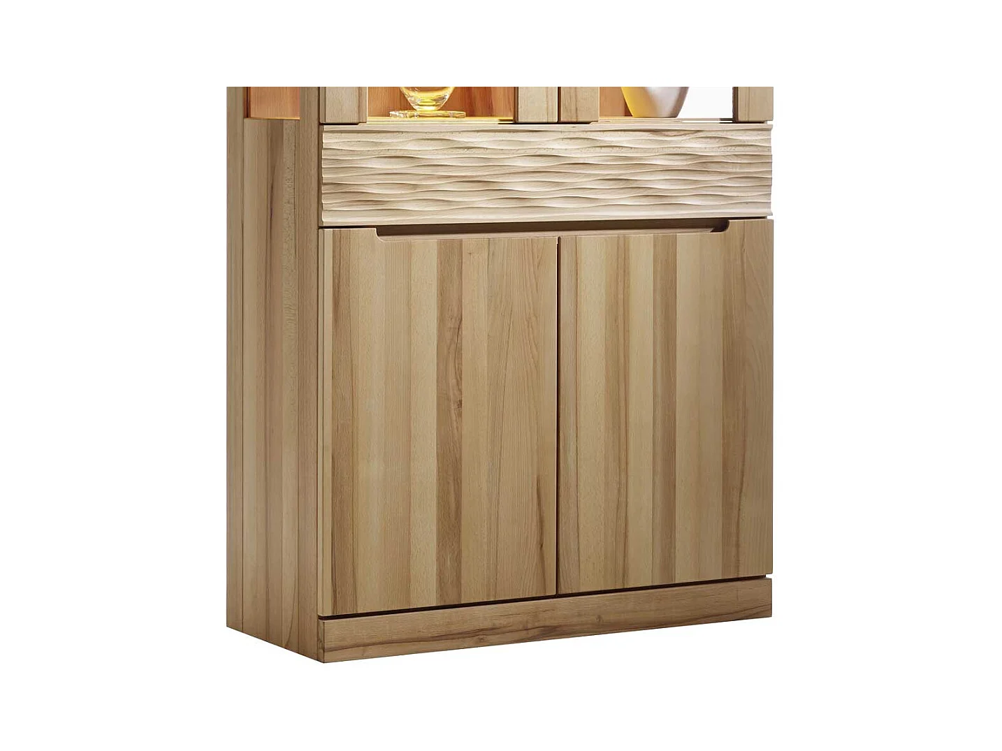 Massivholz Vitrine aus Kernbuche geölt LED Beleuchtung