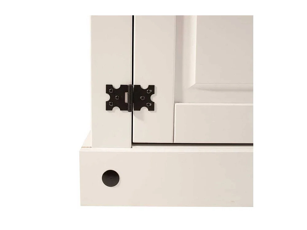 Weiße Esszimmer Vitrine aus Kiefer Massivholz lackiert vier Türen