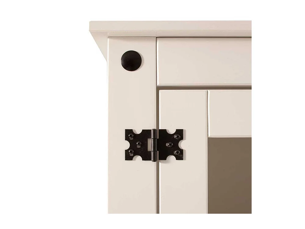 Weiße Esszimmer Vitrine aus Kiefer Massivholz lackiert vier Türen