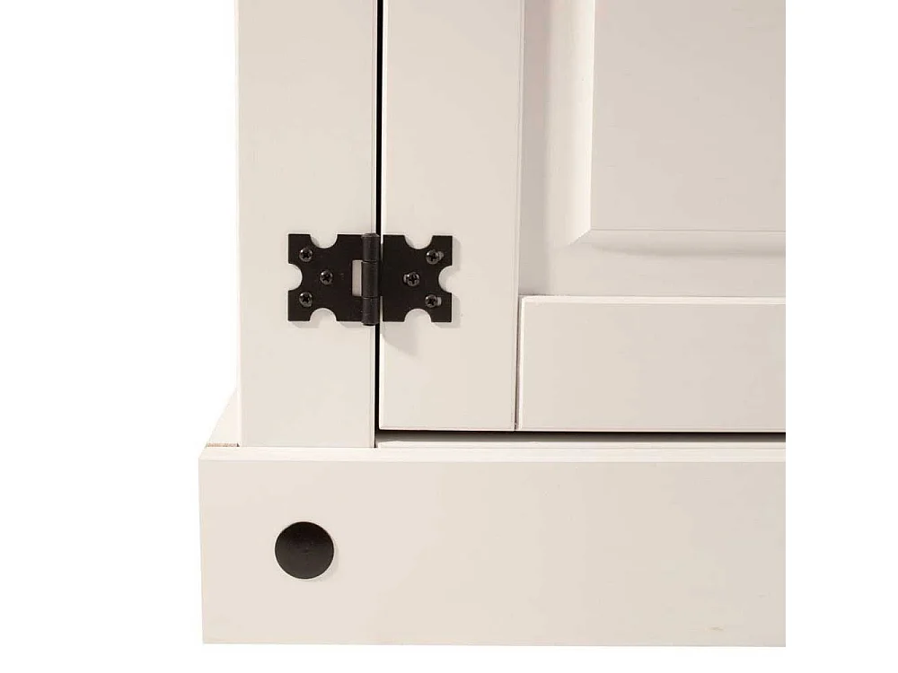 Weiße Esszimmer Vitrine aus Kiefer Massivholz lackiert vier Türen