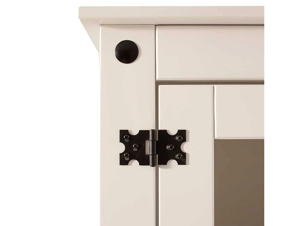 Weiße Esszimmer Vitrine aus Kiefer Massivholz lackiert vier Türen