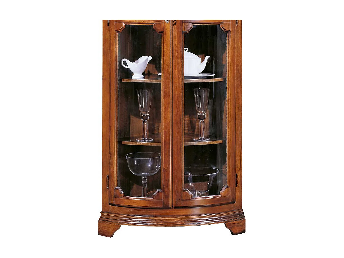 Eck-Vitrine Nussbaum Braun in italienischem Design 201 cm hoch