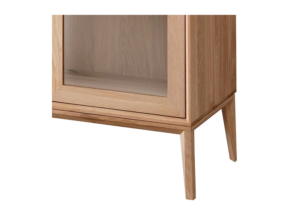 Sidebord Vitrine mit LED Beleuchtung Wildeiche Massivholz Bianco geölt